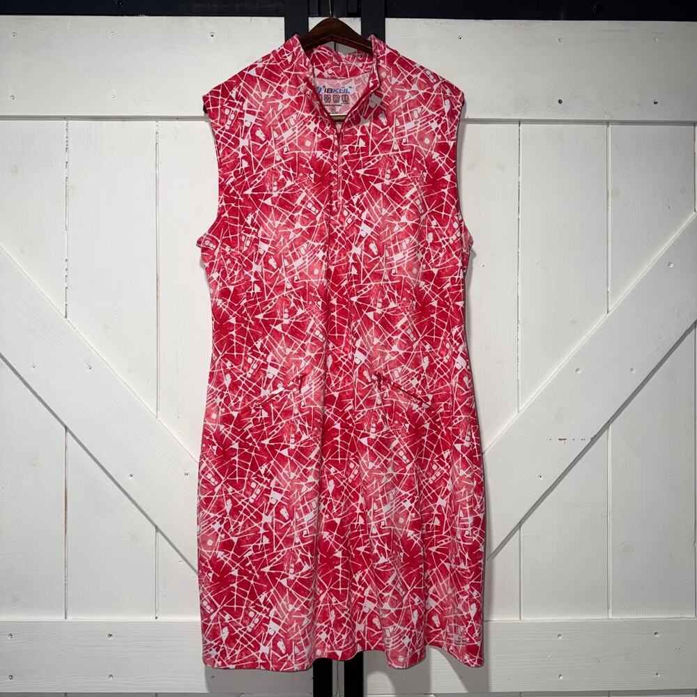 IBKUL Dress Red Sleeveless Golf UPF 50+ Shift Women's XL Cool Feel Quick Dry